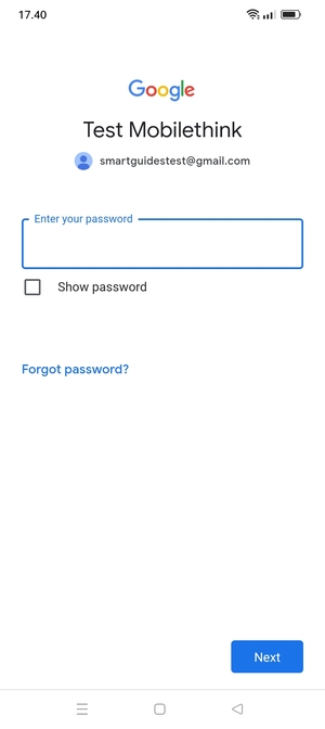 Enter your password and select Next