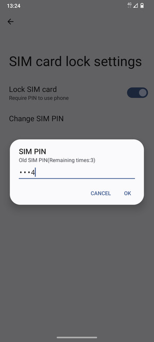 Enter Old SIM PIN and select OK