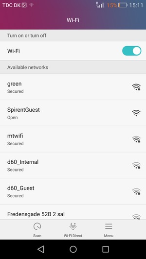 Select the wireless network you want to connect to