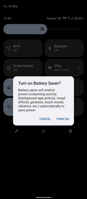 Select TURN ON