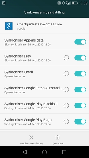 Dine oplysninger vil blive synkroniseret