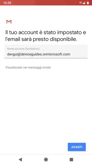 Scegli un nome per il tuo account e seleziona AVANTI