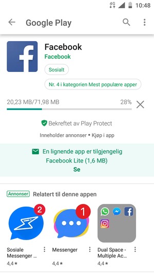 Vent til installasjonen er ferdig