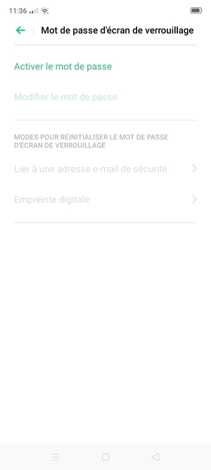 Sélectionnez Activer le mot de passe