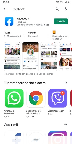 Seleziona l'applicazione