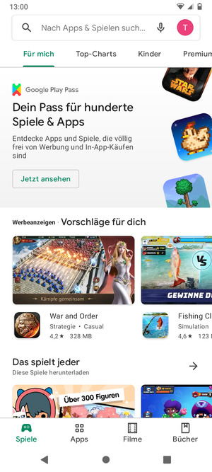 Wählen Sie die Suchleiste