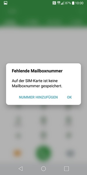 Falls Ihre Voicemail nicht eingerichtet ist, wählen Sie NUMMER HINZUFÜGEN