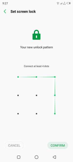 Draw the unlock pattern again and select CONFIRM