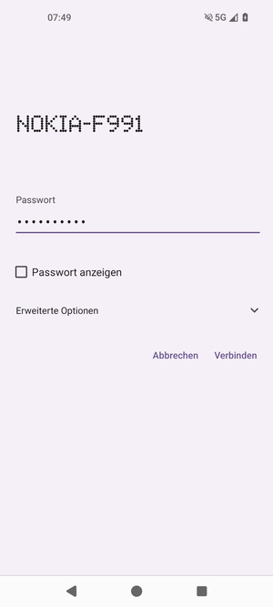 Geben Sie das WLAN-Passwort ein und wählen Sie Verbinden