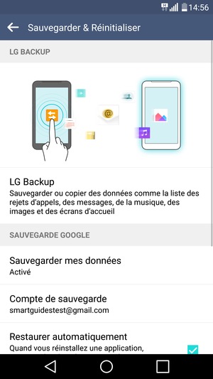 Sélectionnez Compte de sauvegarde