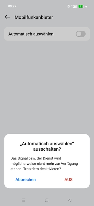 Wählen Sie AUS