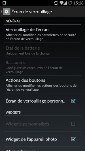 Sélectionnez Verrouillage de l'écran