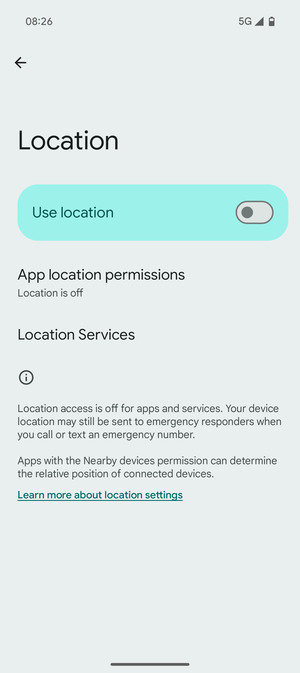 Turn off Use location