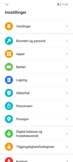 Bla til og velg Sikkerhet