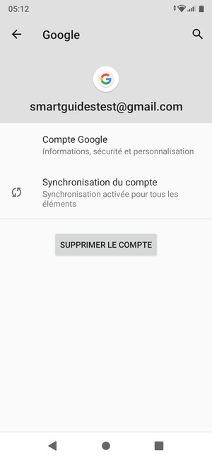 Sélectionnez Synchronisation du compte