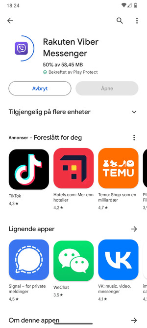 Vent til installasjonen er ferdig