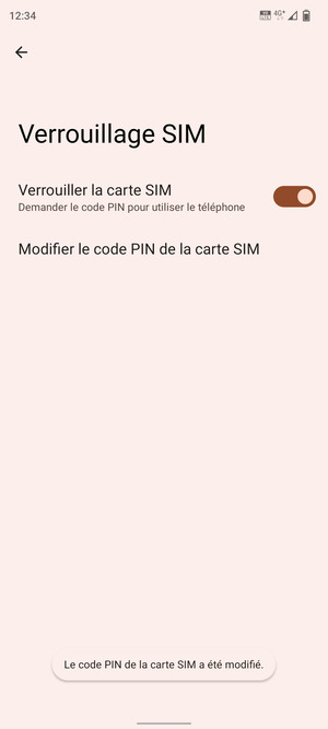 Votre code PIN de la carte SIM a été modifié