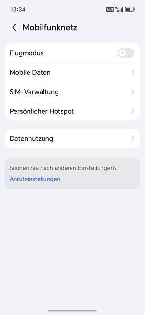 Wählen Sie Mobile Daten