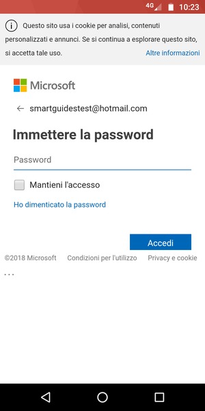 Inserisci la tua password e seleziona Accedi