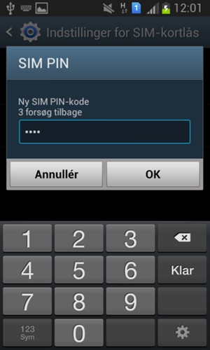 Indtast din Nye SIM PIN-kode og vælg OK