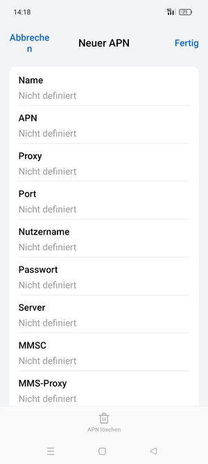 Geben Sie Internet-Informationen ein
