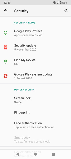 Select Screen lock