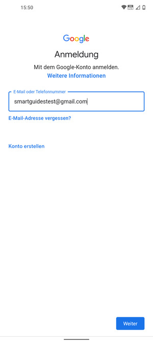 Geben Sie Ihre Gmail Adresse ein und wählen Sie Weiter