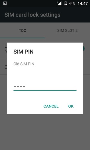 Enter your Old SIM PIN and select OK