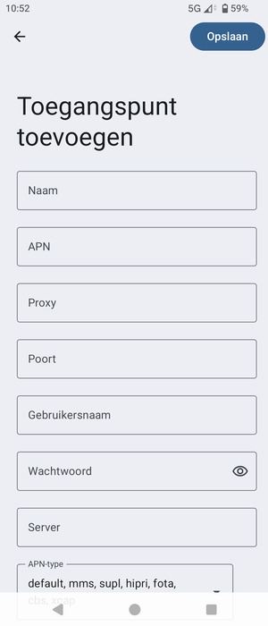 Voer internetgegevens in