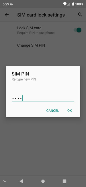 Confirm your new SIM PIN and select OK