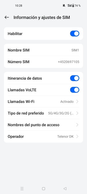 Activar o desactivar Itinerancia de datos