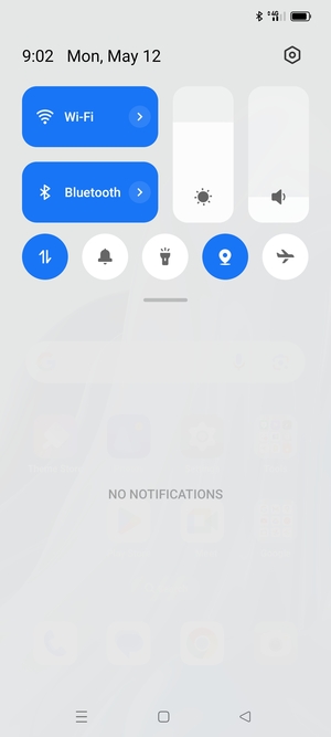 Slide down the top menu again