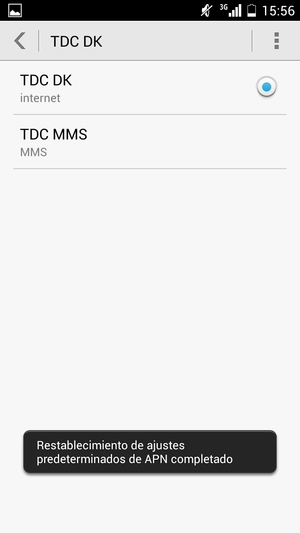 El teléfono se reiniciará con la configuración predeterminada de Internet y MMS