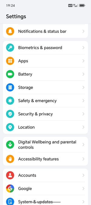 Scroll to and select Security & privacy