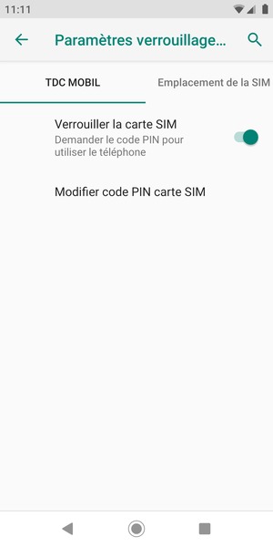 Sélectionnez Modifier code PIN carte SIM