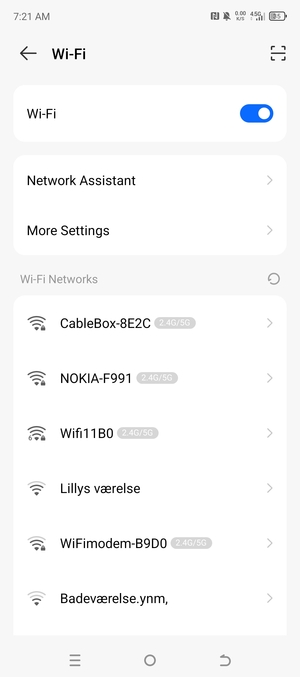 Select the wireless network you want to connect to