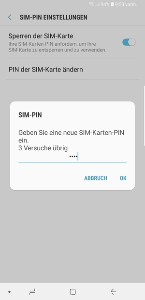 Geben Sie Ihre Neue SIM-PIN ein und wählen Sie OK