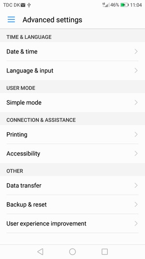 Select Backup & reset