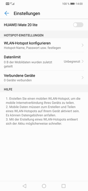 Wählen Sie WLAN-Hotspot einrichten / WLAN-Hotspot konfigurieren