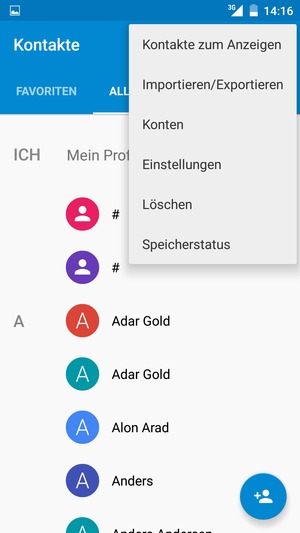 Wählen Sie Importieren/Exportieren