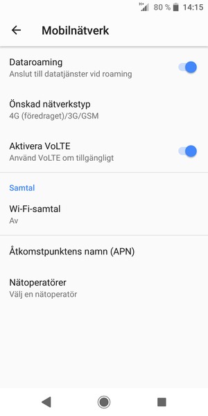 Slå på eller stäng av Dataroaming