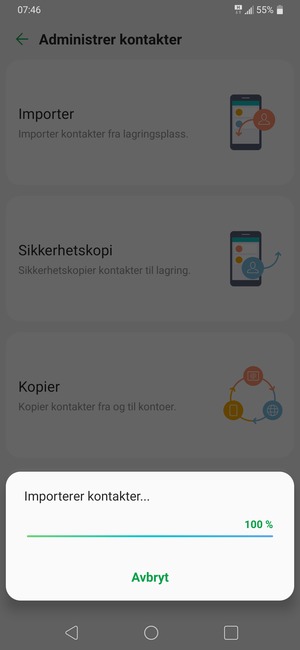 Kontaktene dine blir lagret på din Google-konto og lagret på telefonen din neste gang Google synkroniseres.