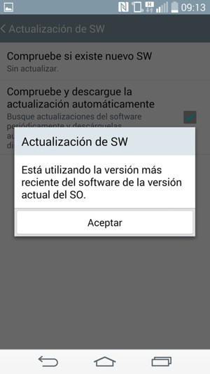 Si su teléfono está actualizado, seleccione Aceptar