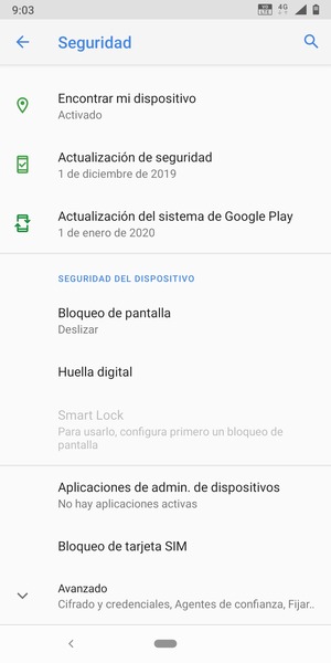 Desplácese y seleccione Bloqueo de tarjeta SIM