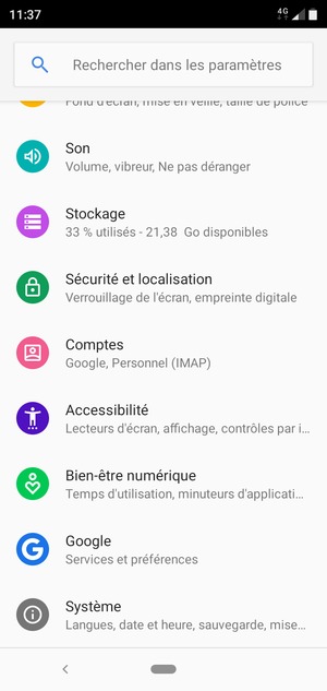Sélectionnez Sécurité et localisation