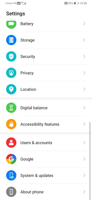 Return to the Settings menu and select Users & accounts