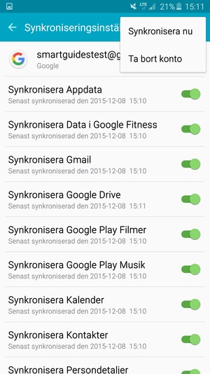 Välj Synkronisera nu