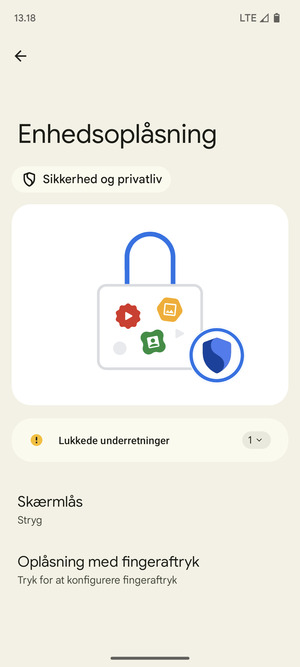 Vælg Skærmlås