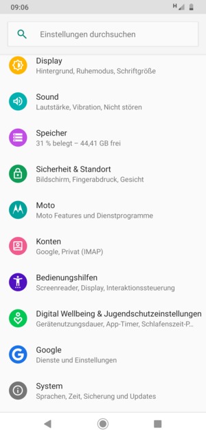 Gehen Sie zurück zum Einstellung Menü und wählen Sie Konten