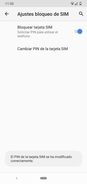 Su PIN de tarjeta SIM ha sido cambiado